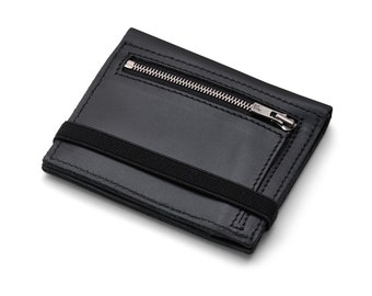 Black Leather wallet - Men wallet - Gift idea for him - Minimalist wallet \ A Beautiful Christmas Gift for Man