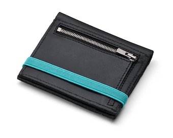 Reclaimed Leather Mens Wallet: Minimalist Bifold with Coin Pocket