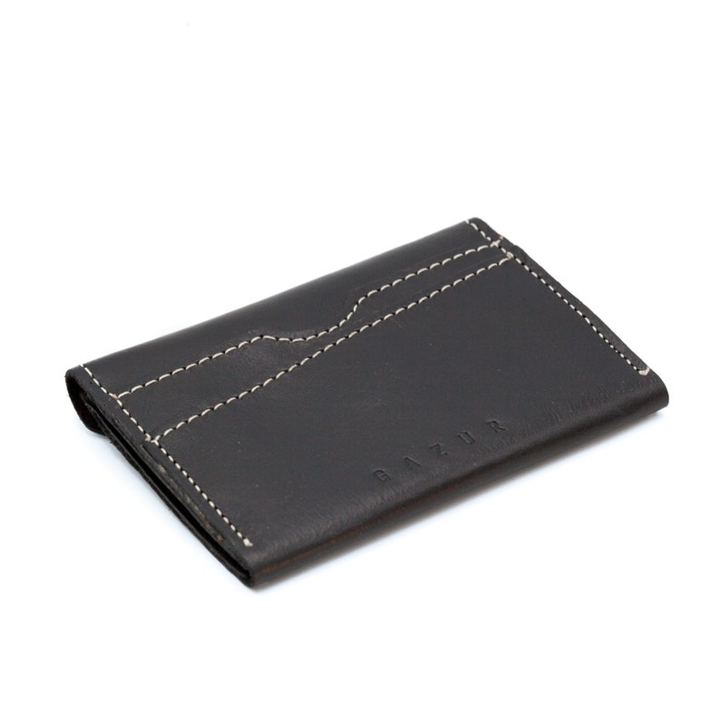 Birthday Gift for Men Leather Wallet Minimalist Wallet Coins & Cards Black