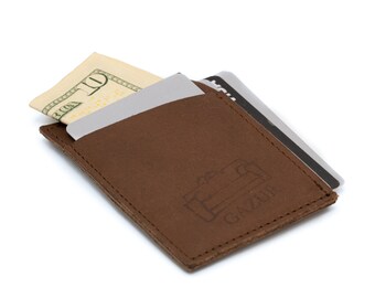 Super slim minimalist leather wallet for men