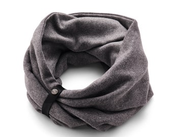 Elegant gray infinity scarf for the winter, Women scarf