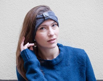 Gray Headband, Hair Band for Women, Hair Headband, 100% Woven Cotton Warm Headband