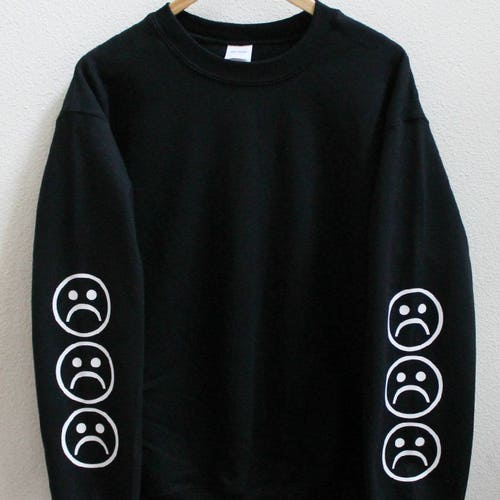 Sad Face Sleeve Sweatshirt - Etsy