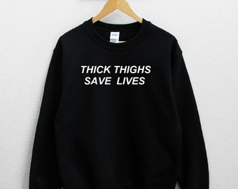 Thick Thighs Save Lives Crop Black Sweatshirt