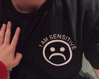 I am sensitive sad face Graphic Print Unisex Black T-Shirt XS-5Xl