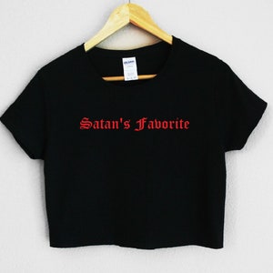 Satan&#39;s Favorite Graphic Print Women&#39;s Crop Shirt S-3Xl