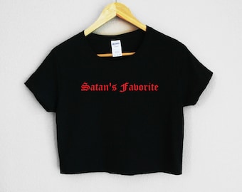 Satan's Favorite Graphic Print Women's Crop Shirt S-3Xl