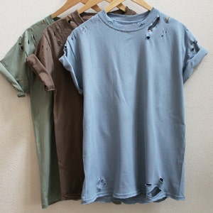 Distressed Unisex Shirt (sagestone, safari brown, stone blue) S-3XL