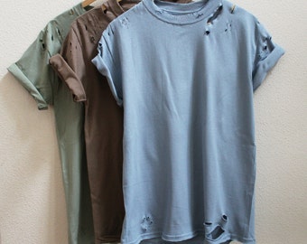 Distressed Unisex Shirt (sagestone, safari brown, stone blue) S-3XL