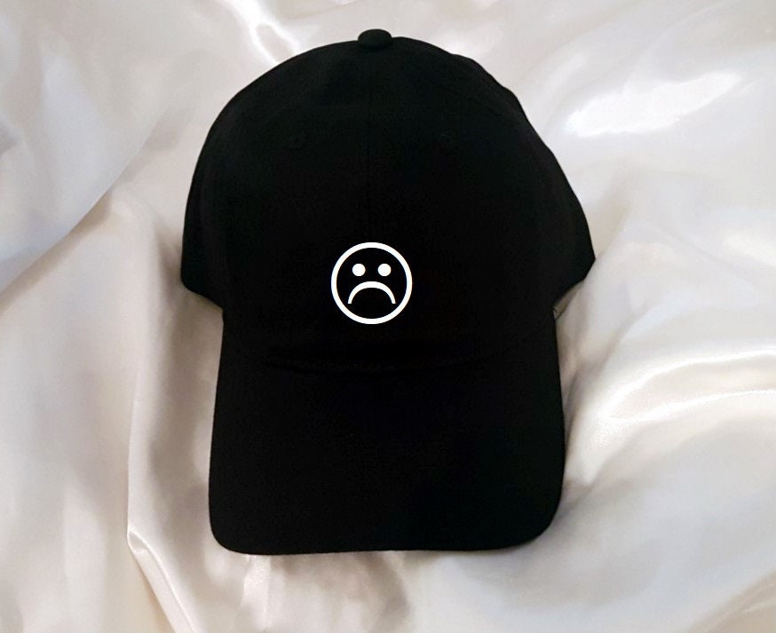 Sad Face Unstructured Baseball Hat 