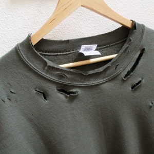 Distressed Unisex Sweatshirt style 2 Green,Grey,Black image 4