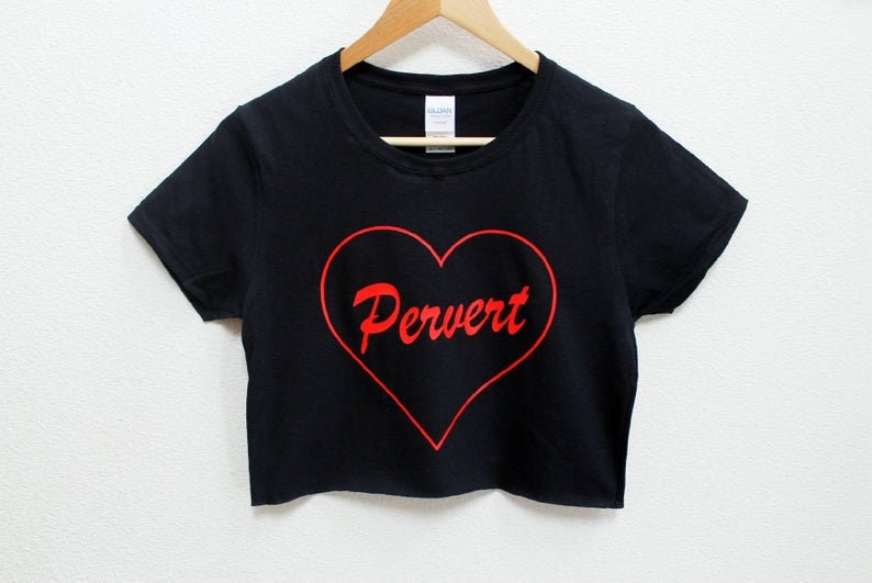 Pervert Black Graphic Print Women's Crop Shirt S-3Xl