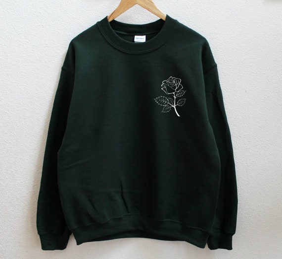 Rose Dark Green Sweatshirt Etsy Canada