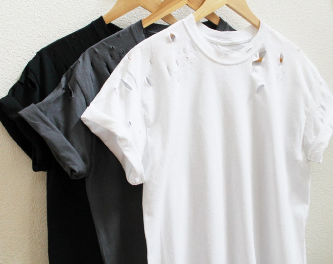 Long Sleeve Black Cut up Tshirt Inspired by Adam Saaks. Etsy