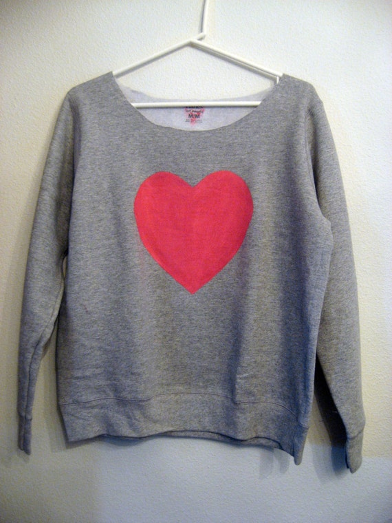 Items similar to hand painted pink heart sweatshirt medium on Etsy