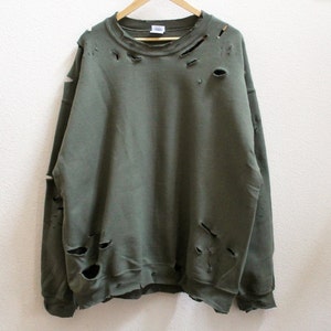 Distressed Unisex Sweatshirt style 2 Green,Grey,Black image 1