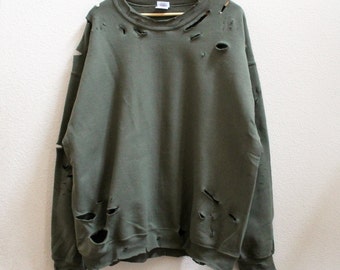 Distressed Unisex Sweatshirt style 2 (Green,Grey,Black)