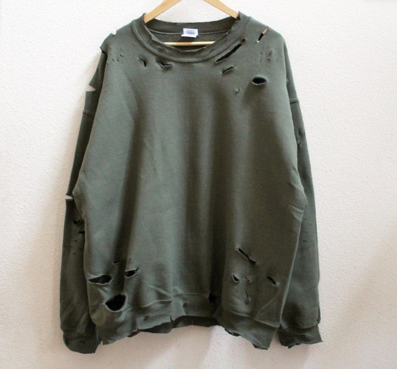 Distressed Unisex Sweatshirt Style 2 green,grey,black 