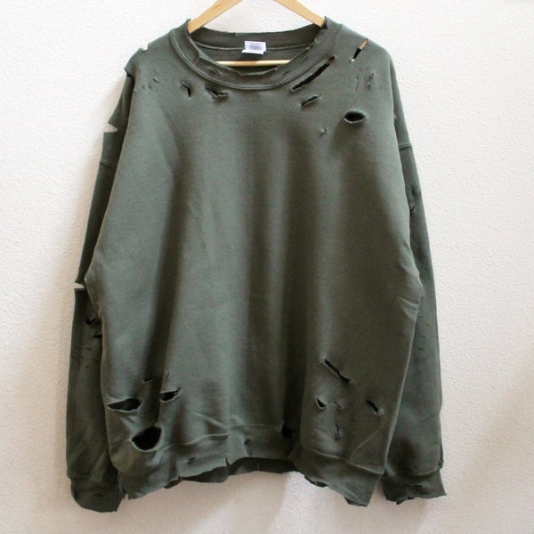 Distressed Unisex Sweatshirt style 2 (Grün,Grau,Schwarz)