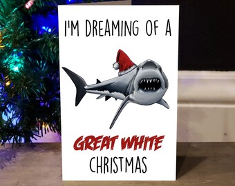 Funny Shark Horror Christmas Greeting Card