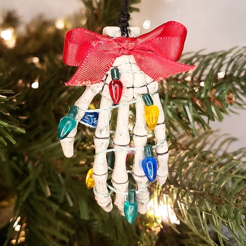 Skeleton Christmas Lights Funny Horror Creepy Scary Christmas Ornament