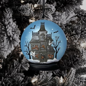 Haunted House Snow Globe Creepmas Ornament