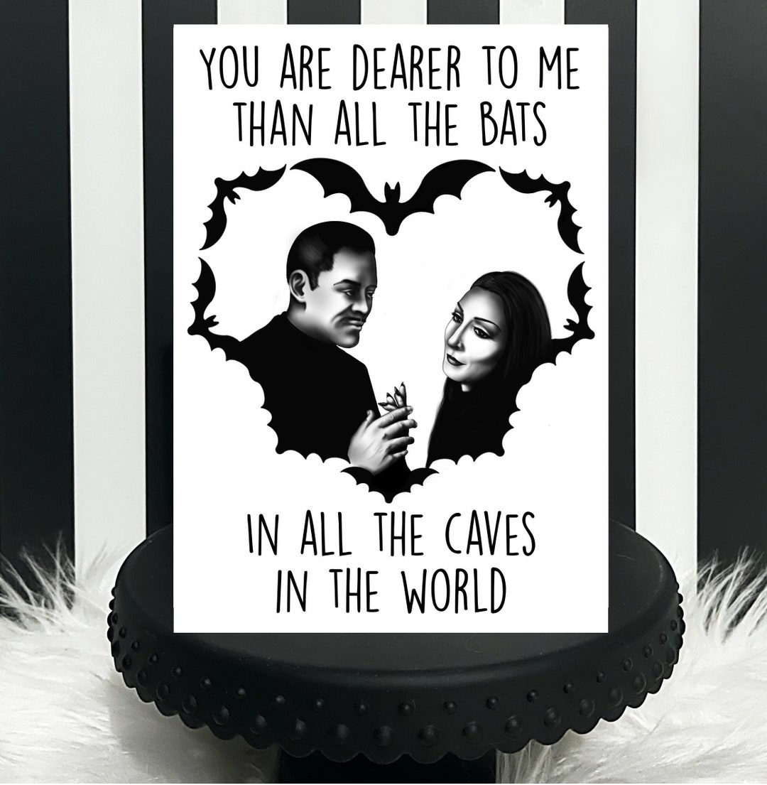 Morticia and Gomez Addams Anniversary Spooky Love Card photo image