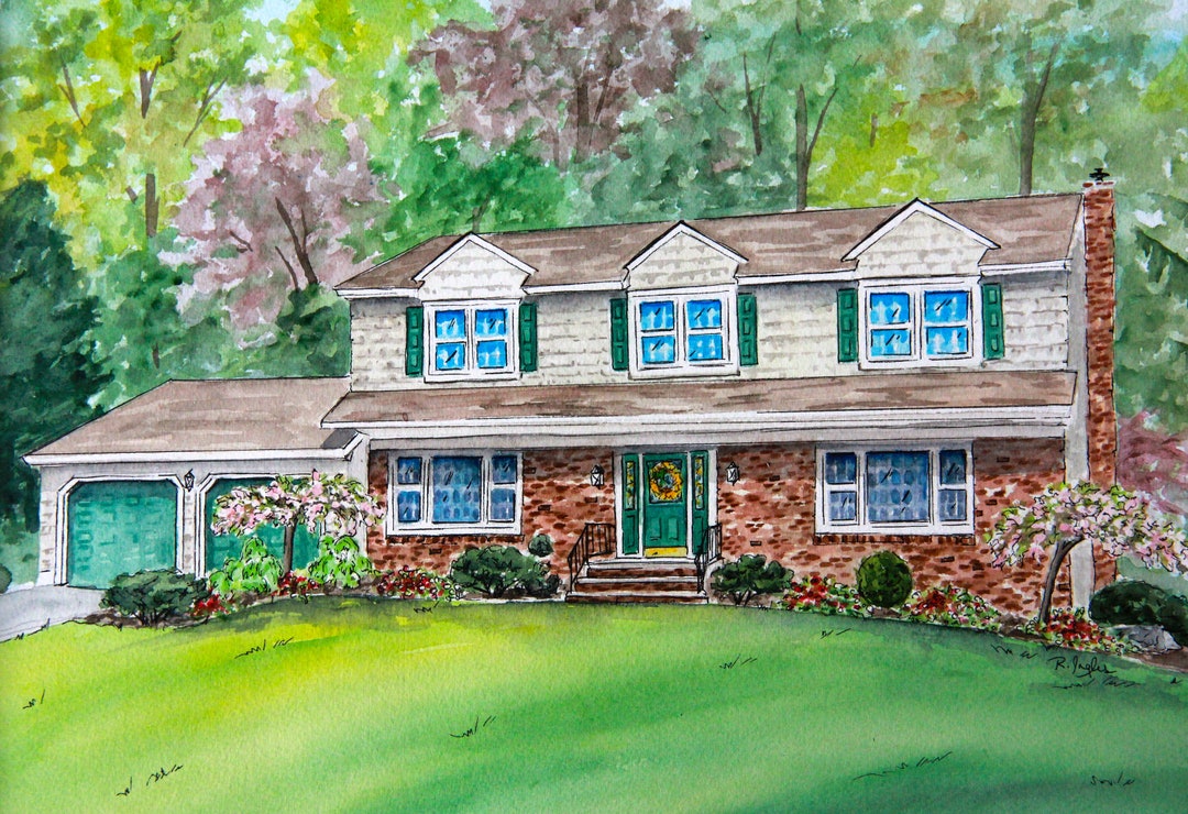 Custom Watercolor House Portrait, Hand Painted Home Illustration - Etsy