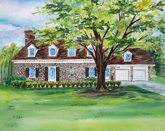 Custom House Watercolor Painting from Photo, Anniversary Gift