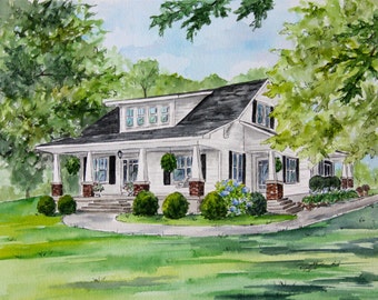Custom House Watercolor Painting: Personalized Home Portrait