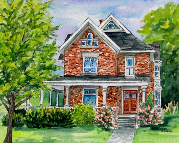 Custom house portrait house sketch custom anniversary gift for parents