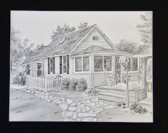 Custom House Portrait, Hand-Drawn Home Illustration, Moving Gift
