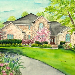 Hand Painted House Painting from Photo for Christmas Gift, Custom House Painting for Moving Gift, Watercolor Painting of Home