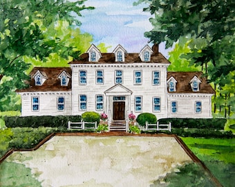 Custom Watercolor House Portrait, Personalized Home Painting
