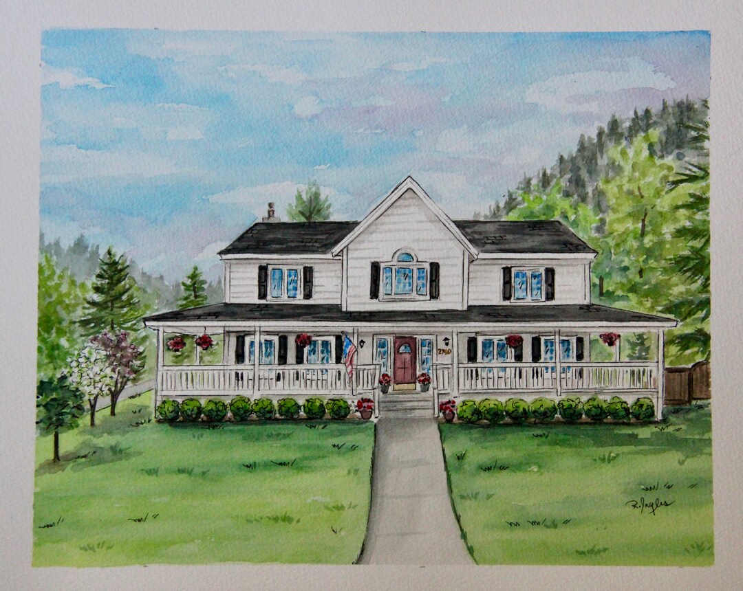 Custom House Watercolor Painting From Photo, Anniversary Gift - Etsy