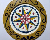Fraktur Barn Star Hex Sign Folk Art Ornament