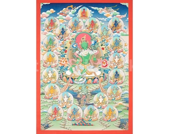 21 Tara Thangka / Arte buddista tibetana di Tara verde / Decorazione murale per altare di meditazione e protezione realizzata a mano