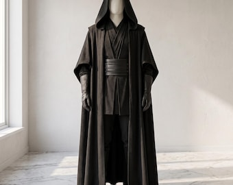 Costume da Signore dei Sith, tunica nera da Jedi, set di Star Wars con cintura, pantaloni e camicia, ideale per Halloween, Comic Con e cosplay.