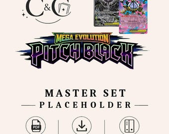 Pitch Black Master Set – element zastępczy | Wydrukowany element zastępczy segregatora w formacie PDF | Organizator kolekcji TCG | Natychmiastowe pobranie