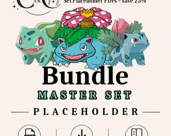 ZESTAW | Bulbasaur Ivysaur Venusaur | Zestaw zastępczy Master Set | Wydrukowany segregator w formacie PDF | Organizator kolekcji TCG do natychmiastowego pobrania