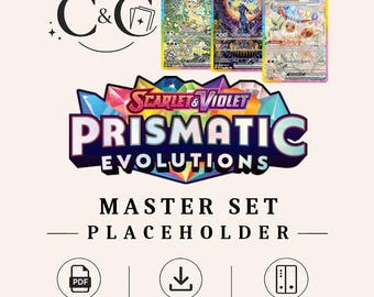 Zestaw Prismatic Evolutions Master Set – element zastępczy | Wydrukowany element zastępczy segregatora w formacie PDF | Organizator kolekcji TCG | Lista kontrolna | Natychmiastowe pobranie