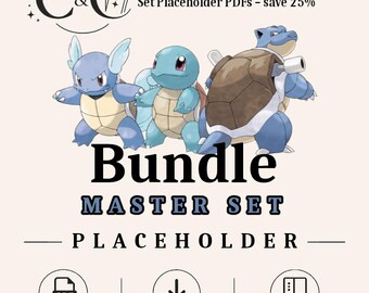 ZESTAW Squirtle Evolution Masterset Placeholder | Wydrukowany segregator zastępczy w formacie PDF | Organizer kolekcji TCG | Natychmiastowe pobranie