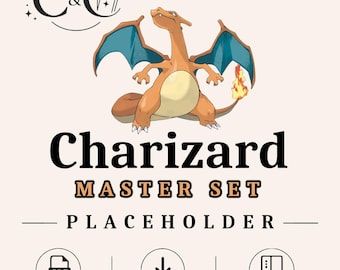 0006 Charizard Master Set – element zastępczy | Wydrukowany element zastępczy segregatora w formacie PDF | Organizator kolekcji TCG | Natychmiastowe pobranie