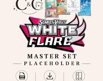 Zestaw zastępczy White Flare Master | Wydrukowany segregator zastępczy w formacie PDF | Organizer kolekcji TCG | Natychmiastowe pobranie