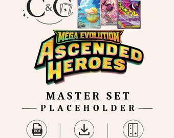 Zestaw Ascended Heroes Master Set – element zastępczy | Wydrukowany segregator w formacie PDF | Organizator kolekcji TCG | Natychmiastowe pobranie