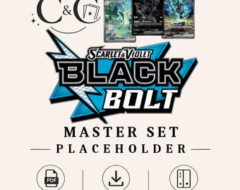 Zestaw zastępczy Black Bolt Master | Wydrukowany segregator w formacie PDF | Organizer kolekcji TCG | Natychmiastowe pobranie