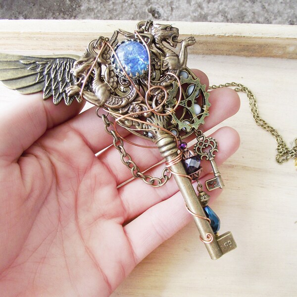Cyrodiil Key Necklace- Handmade OOAK wire wrapped elder scrolls cosplay fantasy Hidden Treasury