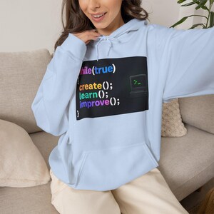 Sudadera con capucha de ingeniero de software / Sudadera de programador de bucle de codificación, crear(), aprender(), mejorar() imagen 8