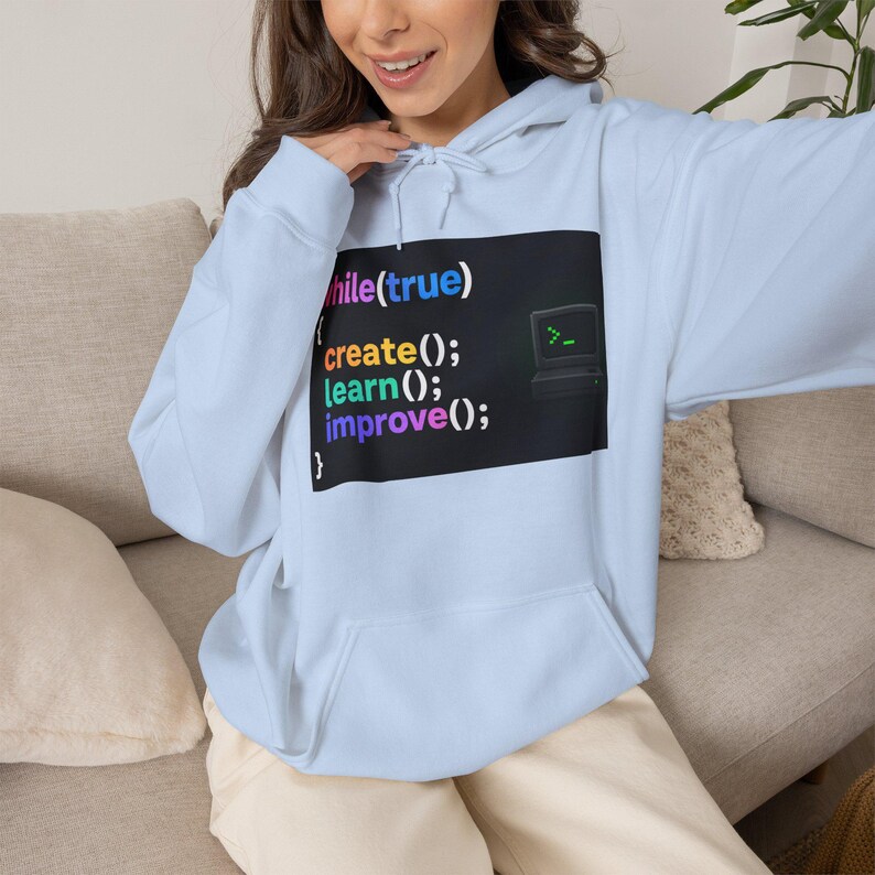 Sudadera con capucha de ingeniero de software / Sudadera de programador de bucle de codificación, crear(), aprender(), mejorar() imagen 8