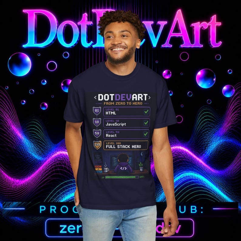 Full-Stack-Hero-T-Shirt | HTML-JavaScript-React-Checkliste Bild 15